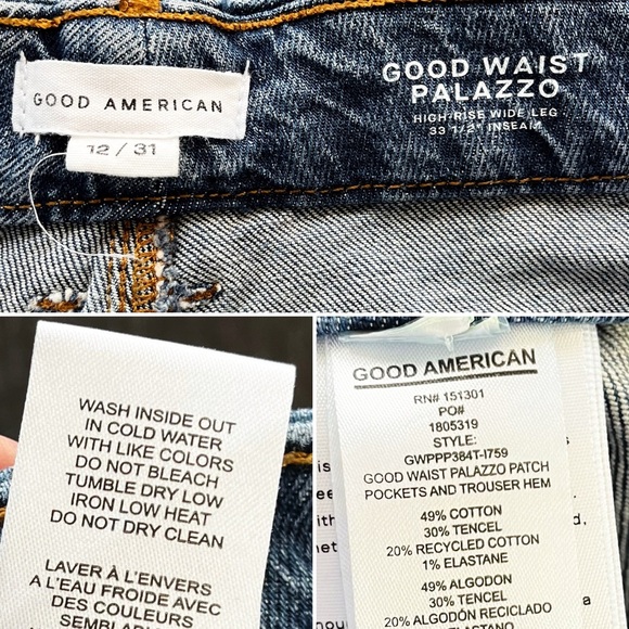 Good American Good Waist PALAZZO Patch Pocket Trouser Jeans Size 31 - Picture 9 of 10